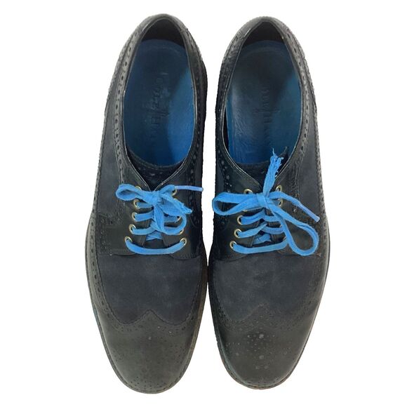 Cole Haan Great Jones Men's 10.5(M) Blue Suede & Synthetic Wingtip Oxford C11070 - Picture 4 of 9